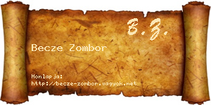 Becze Zombor névjegykártya
